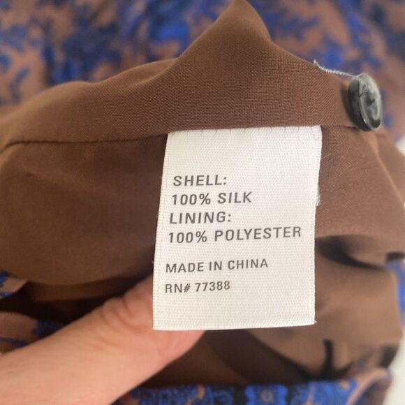 Madewell Broadway & Broome Blue and Brown Silk Paisley Mini Dress Size 6 - Picture 10 of 14